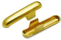 Metalsplinter (T-form)<BR> til Elastikbånd + snor,<BR> åbning 2,6 mm,<BR> messingbelagt