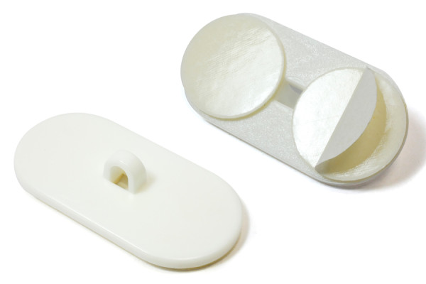Klebebutton mit Öse, 20 x 40 mm, Kunststoff, weiss